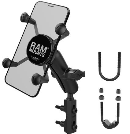 RAM Mounts kompletní sestava držáku X-Grip s uchycením na objímku brzdové/spojkové páčky/řidítka mot