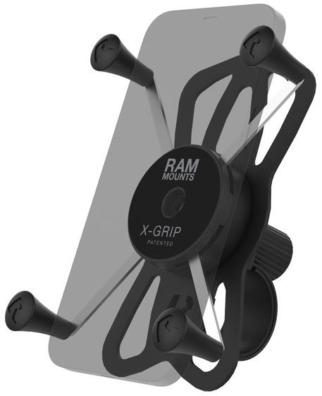 Kompletní sestava držáku pro velké telefony RAM Mounts X-Grip se "Tough-Strap" stahovacím upínaním na řidítka