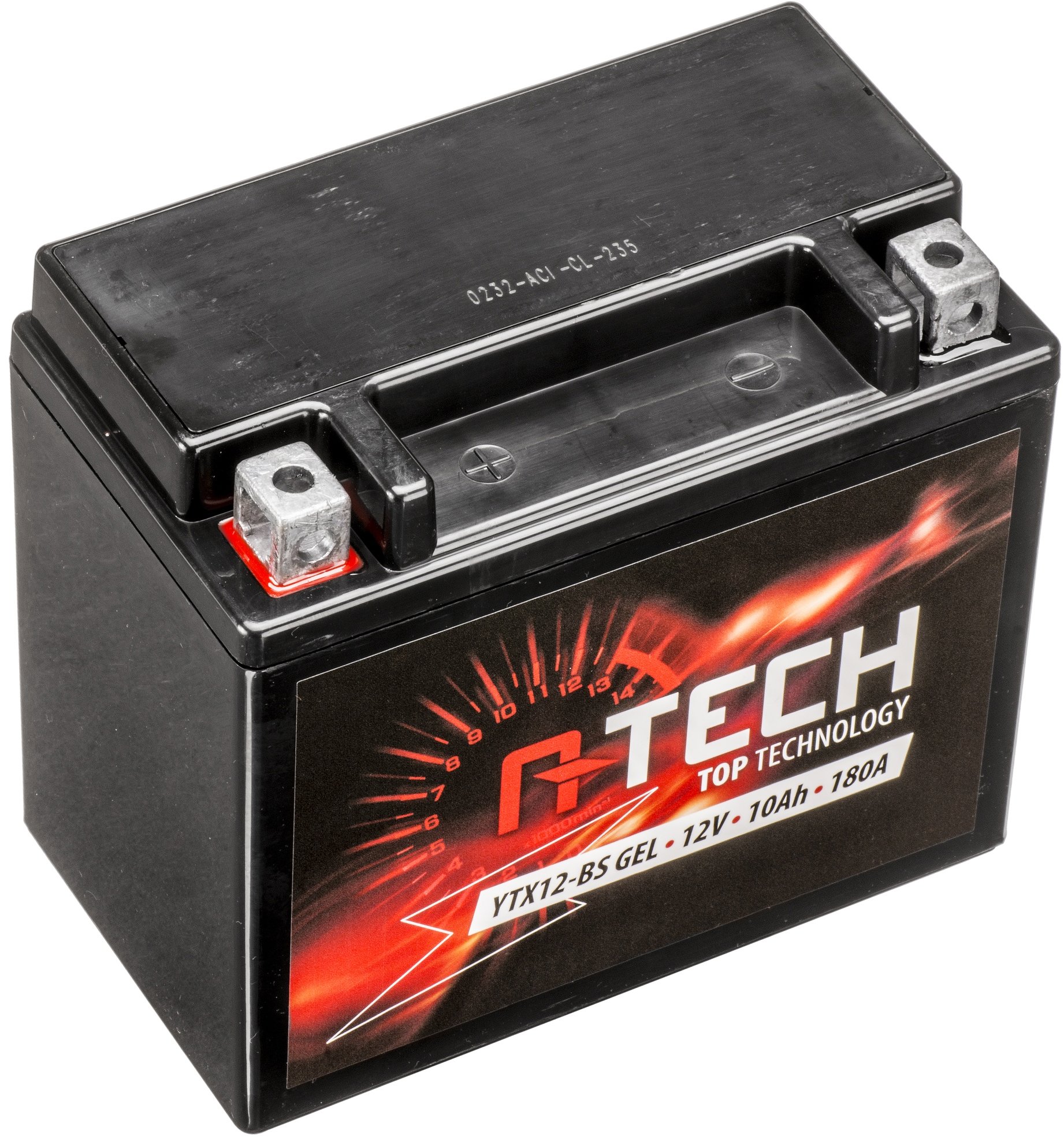 A-TECH baterie 12V, YTX12-BS GEL, 10 Ah, 180 A, bezúdržbová GEL technologie, 150 × 87 × 130
