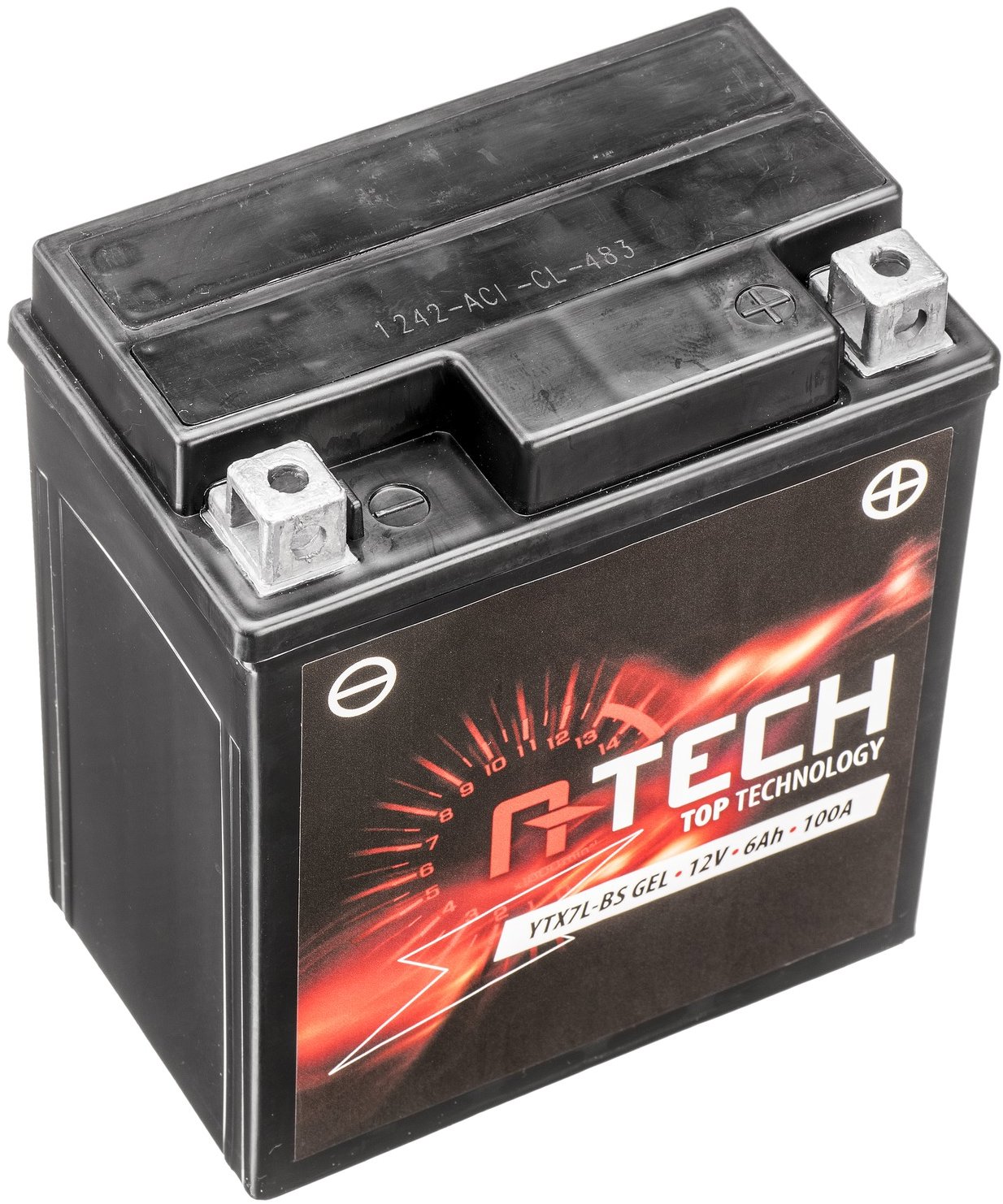 A-TECH baterie 12V, YTX7L-BS GEL, 6 Ah, 100 A, bezúdržbová GEL technologie, 113 × 70 × 130