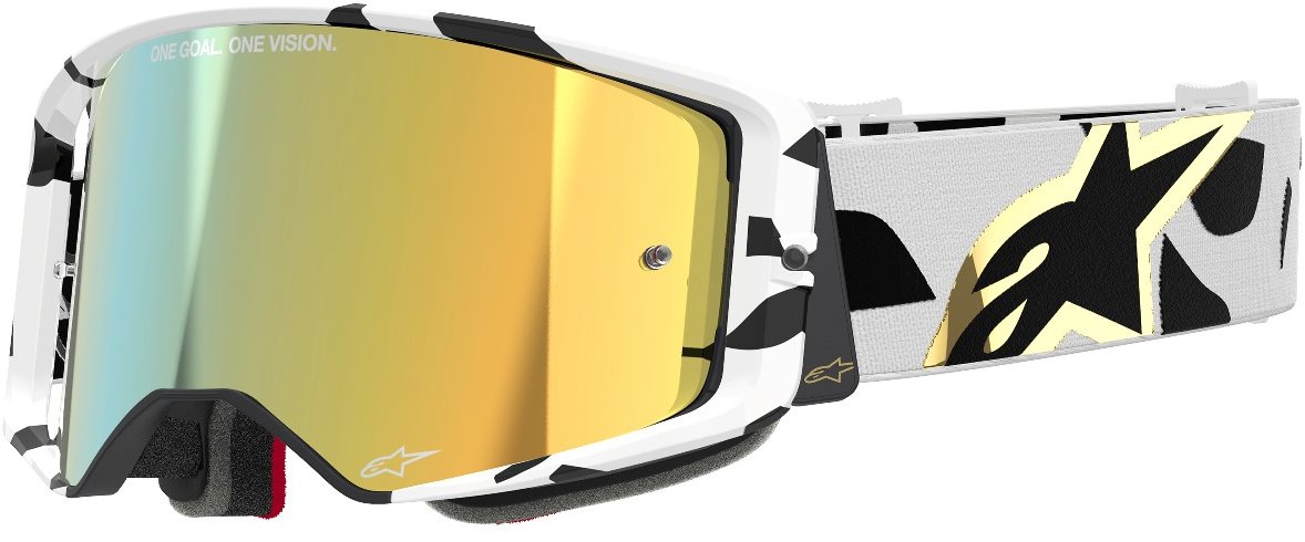 ALPINESTARS brýle SUPERTECH CORP 2025, bílá/zlatá, zrcadlové zlaté plexi