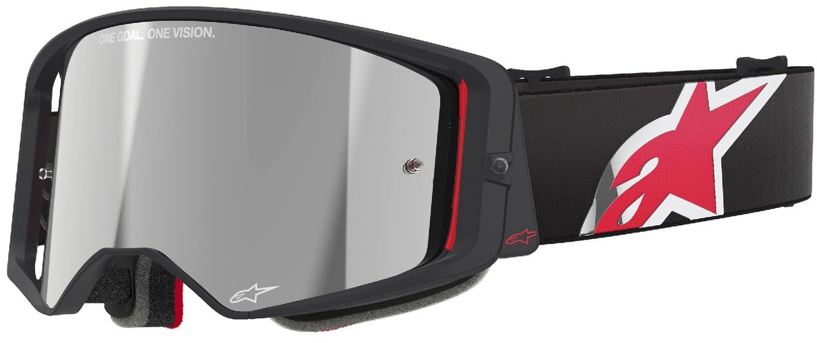 ALPINESTARS brýle SUPERTECH CORP 2025, černá/červená, zrcadlové stříbrné plexi