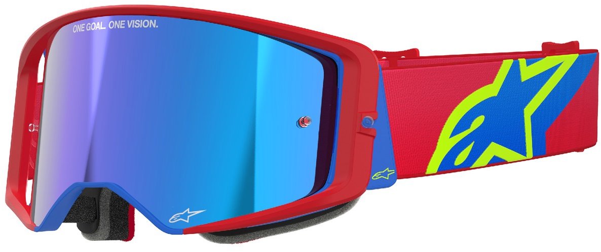 ALPINESTARS brýle SUPERTECH CORP 2025, červená/modrá, zrcadlové stříbrné plexi