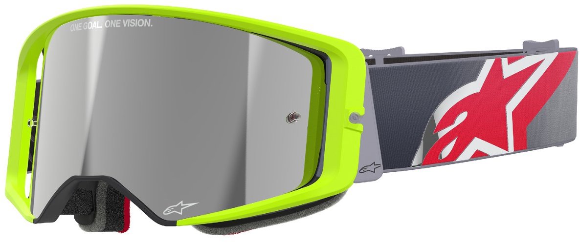 ALPINESTARS brýle SUPERTECH CORP 2025, žlutá fluo/červená, zrcadlové stříbrné plexi