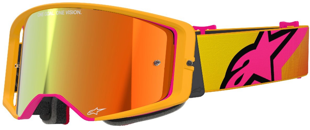 ALPINESTARS brýle SUPERTECH CORP 2025, žlutá/růžová, zrcadlové červené plexi