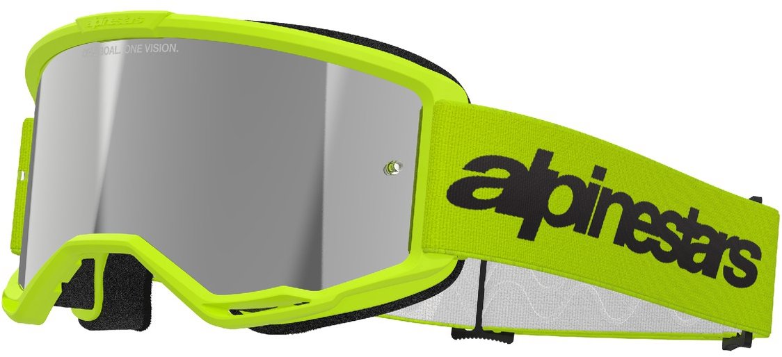 ALPINESTARS brýle VISION 3 WORDMARK 2025, žlutá fluo, zrcadlové stříbrné plexi