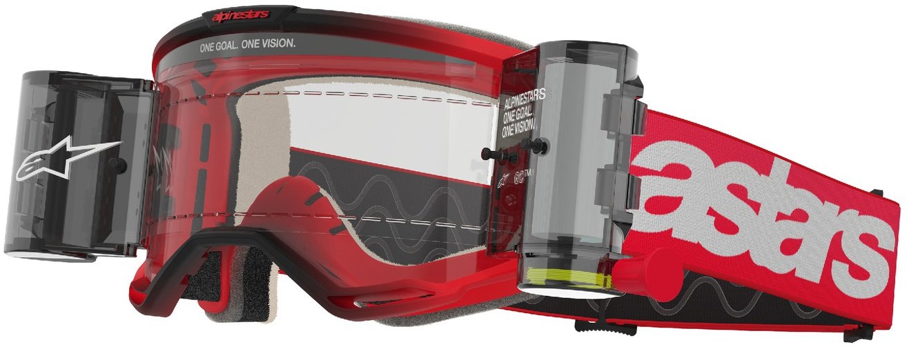 ALPINESTARS brýle VISION 5 BLAZE ROLL-OFF WIDE VISION 2025, červená, čiré plexi