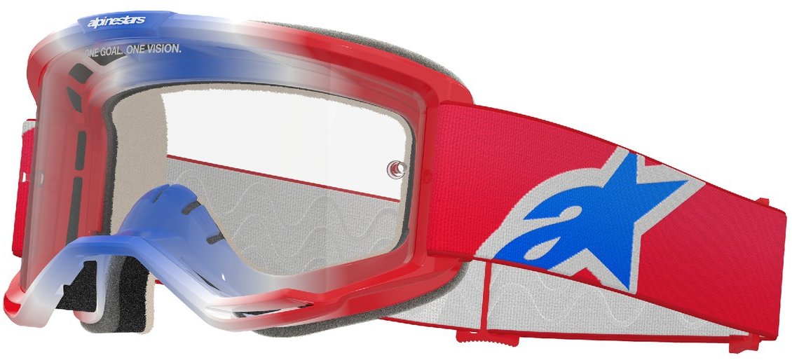 ALPINESTARS brýle VISION 5 CORP 2025, červená/bílá/modrá, čiré plexi