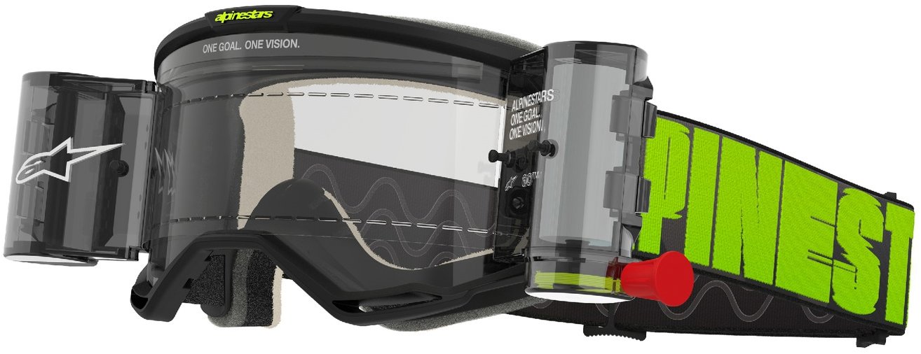 ALPINESTARS brýle VISION 5 HOLLOW ROLL-OFF WIDE VISION 2025, šedá/žlutá fluo, čiré plexi