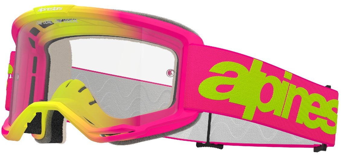 ALPINESTARS brýle VISION 5 WORDMARK 2025, růžová/žlutá fluo, čiré plexi