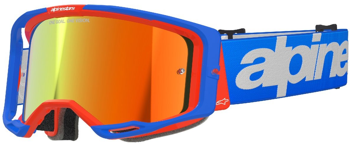 ALPINESTARS brýle VISION 8 WORDMARK 2025, modrá/oranžová, zrcadlové červené plexi