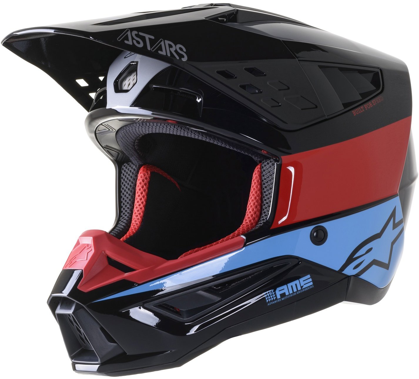 ALPINESTARS přilba S-M5 BOND, 2023, černá/červená/azurová lesklá, vel. XL