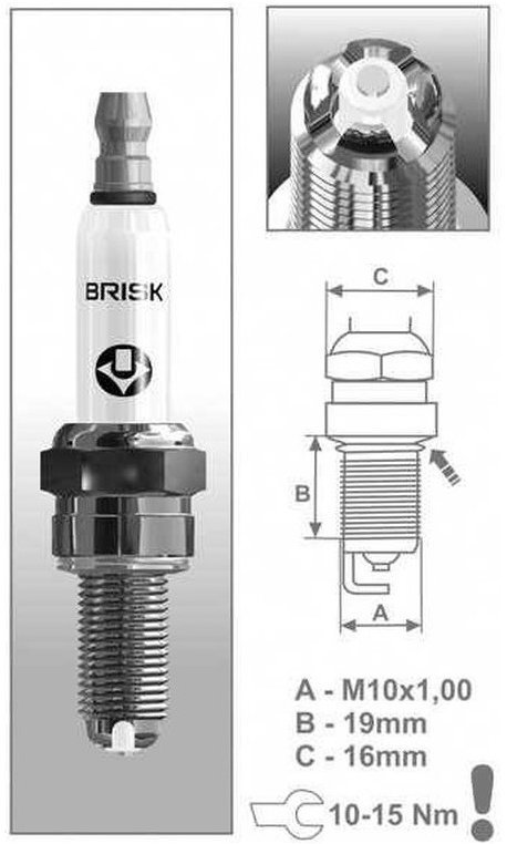 BRISK zapalovací svíčka AOR12LGS řada PREMIUM LGS RACING