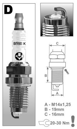 BRISK zapalovací svíčka DOR12YS-1 řada Silver Racing