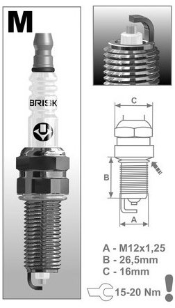 BRISK zapalovací svíčka MR12YS-9 řada Silver Racing