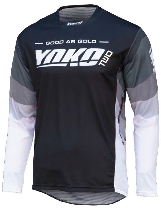 YOKO Motokrosový dres TWO, černo/bílo/šedý, vel. XL