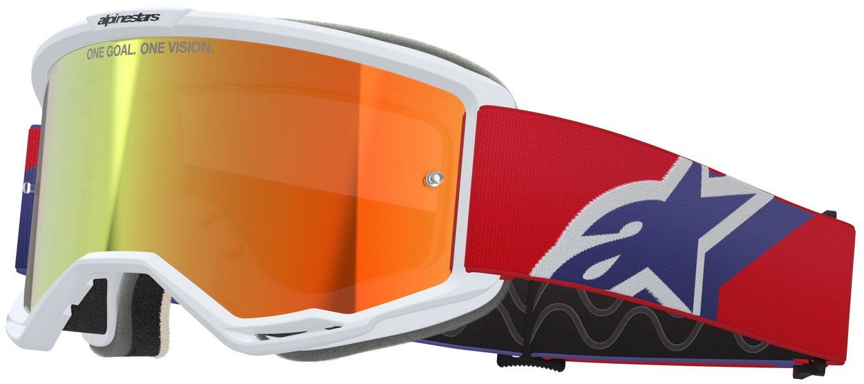 ALPINESTARS brýle Vision 5 Corp 2026, bílé/modré/červené, zrcadlové červené plexi