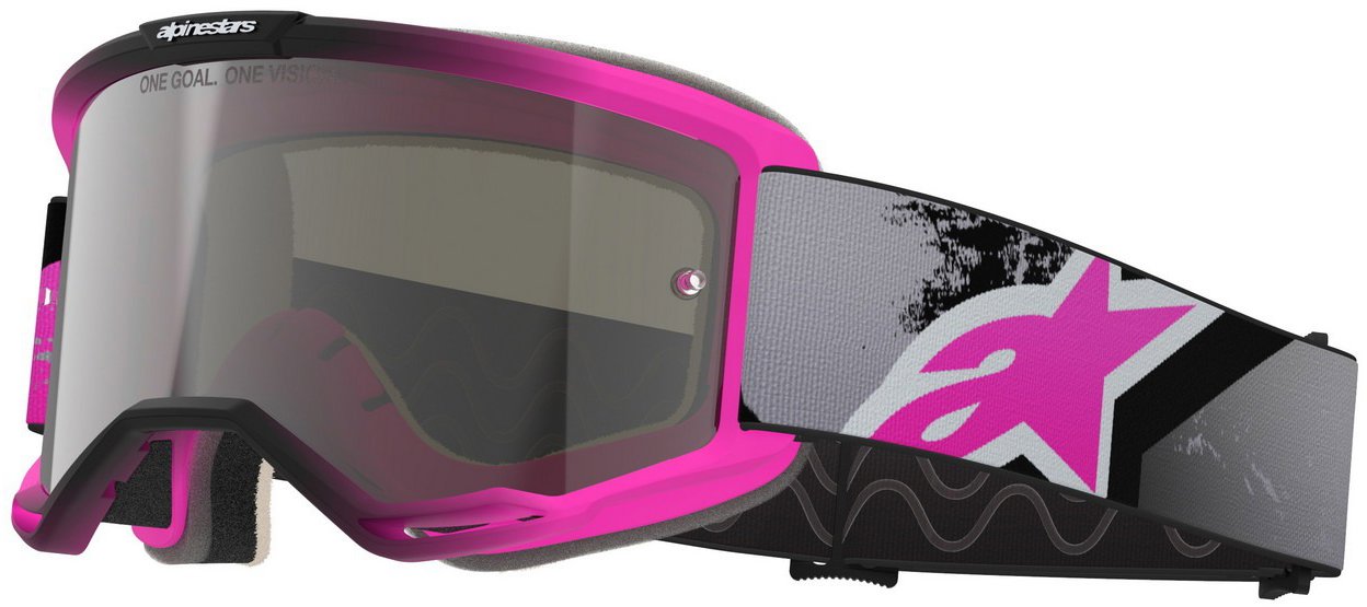 ALPINESTARS brýle Vision 5 Lahnd 2026, růžové fluo/šedé/černé/bílé, zrcadlové stříbrné plexi