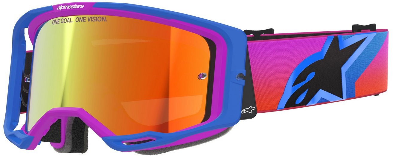 ALPINESTARS brýle Vision 8 Corp 2026, modré/fialové/oranžové, zrcadlové červené plexi