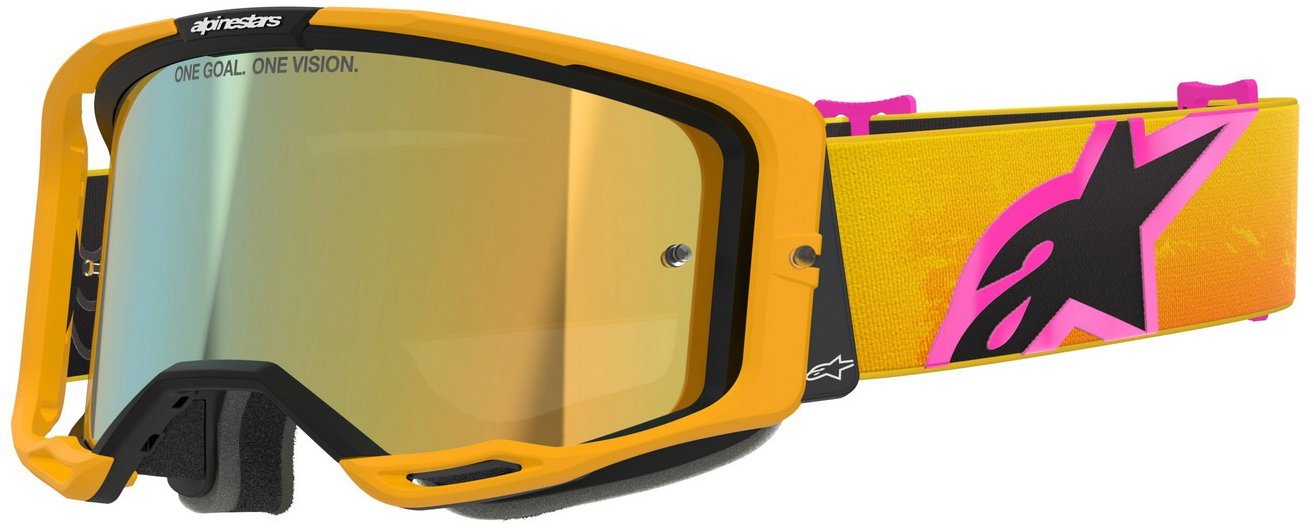 ALPINESTARS brýle Vision 8 Corp 2026, oranžové/žluté/růžové, zrcadlové zlaté plexi