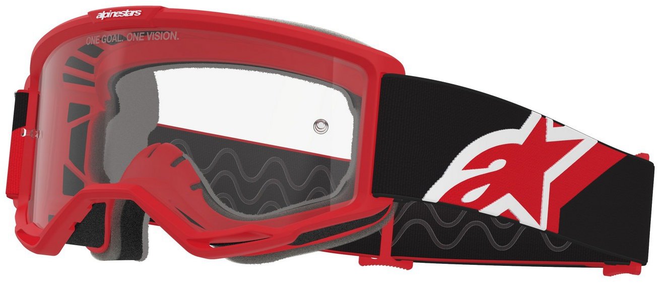 ALPINESTARS brýle Vision OTG 2026, červené/černé/bílé, čiré plexi