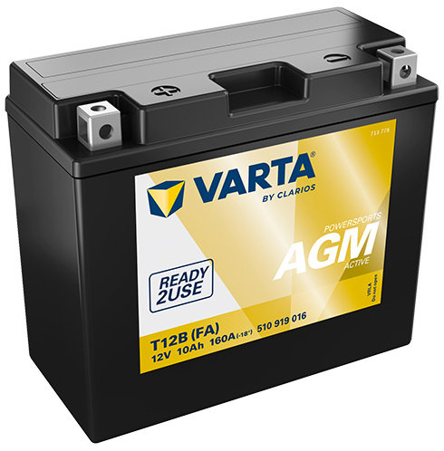 VARTA Powersports AGM Active T12B, 10 Ah, 12 V (YT12B-BS)