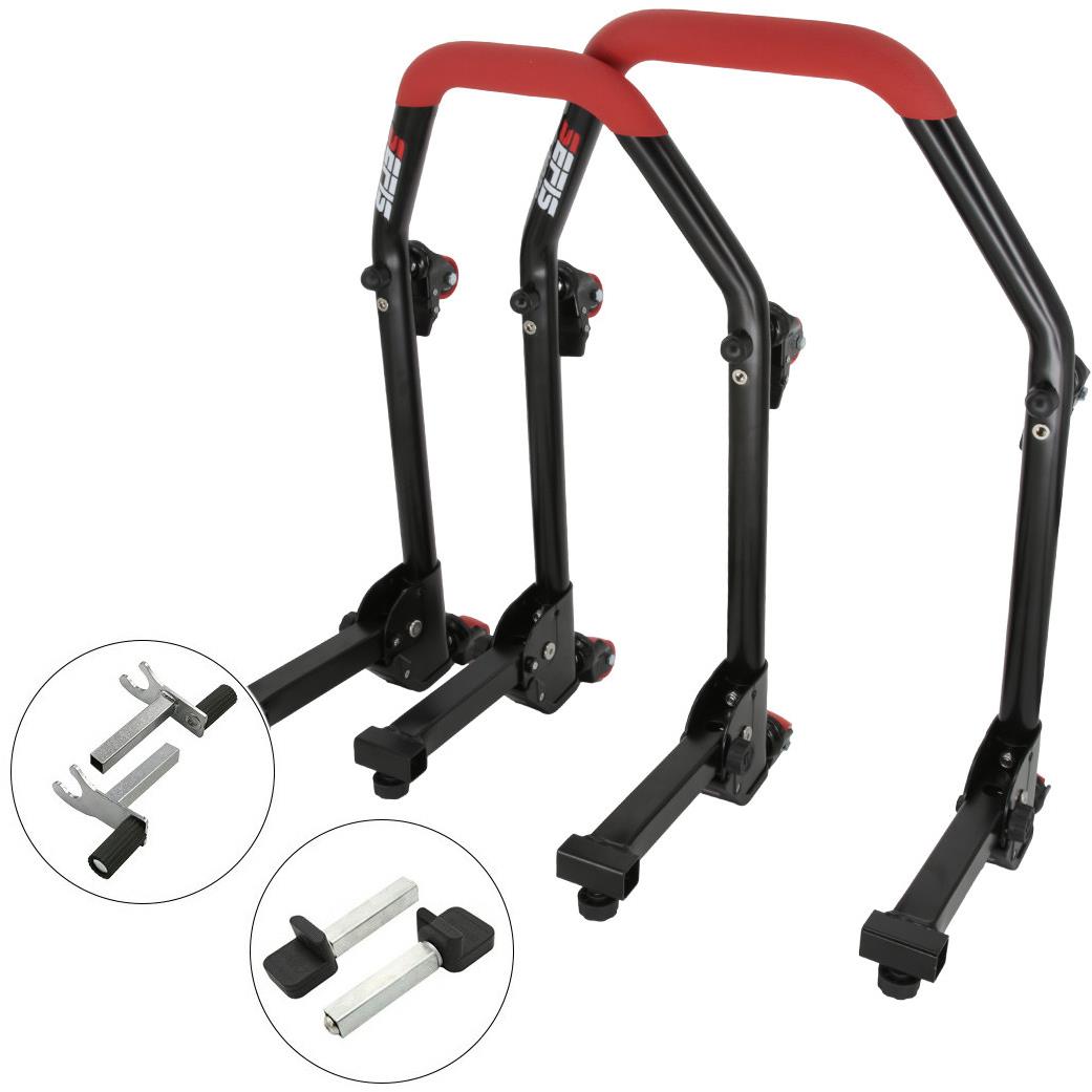 SEFIS M20U sklopný pojízdný univerzální moto stojan přední a zadní set - 2v1 / packy
