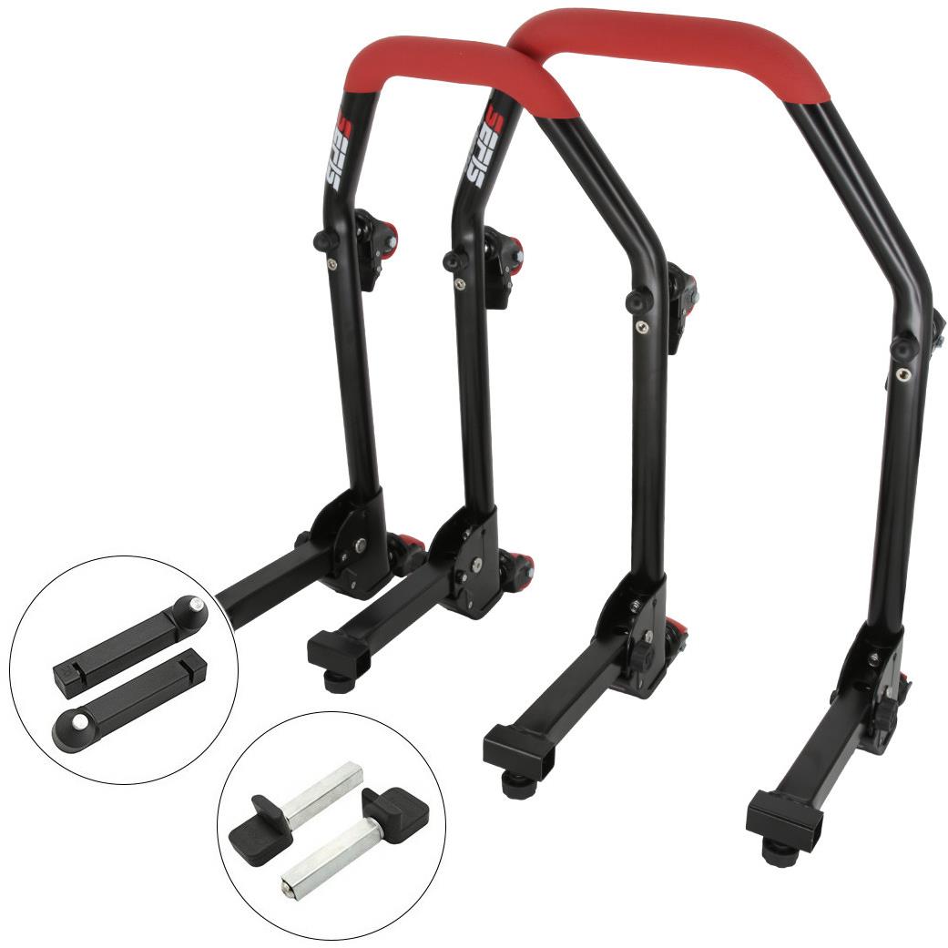 SEFIS M20U sklopný pojízdný univerzální moto stojan přední a zadní set - trny / packy