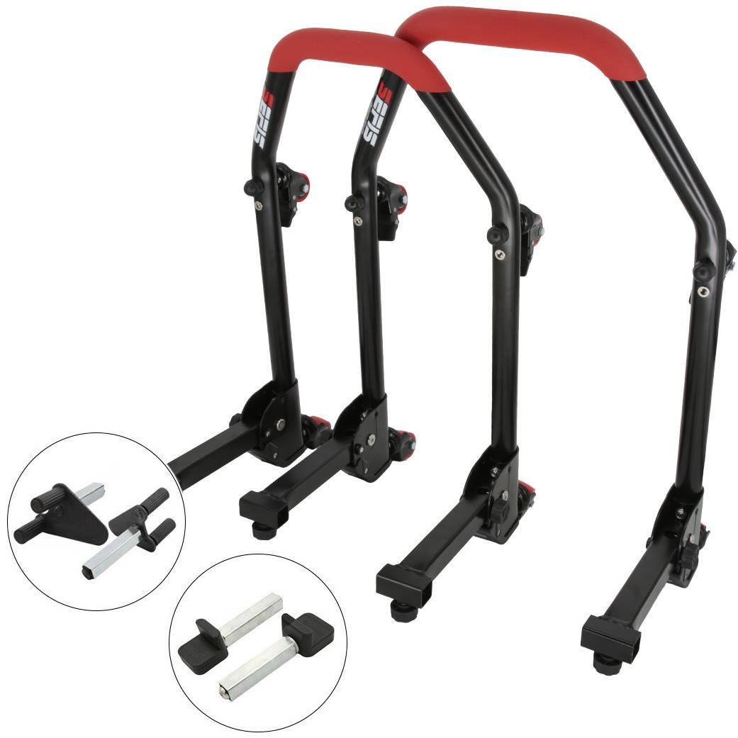 SEFIS M20U sklopný pojízdný univerzální moto stojan přední a zadní set - vidle / packy