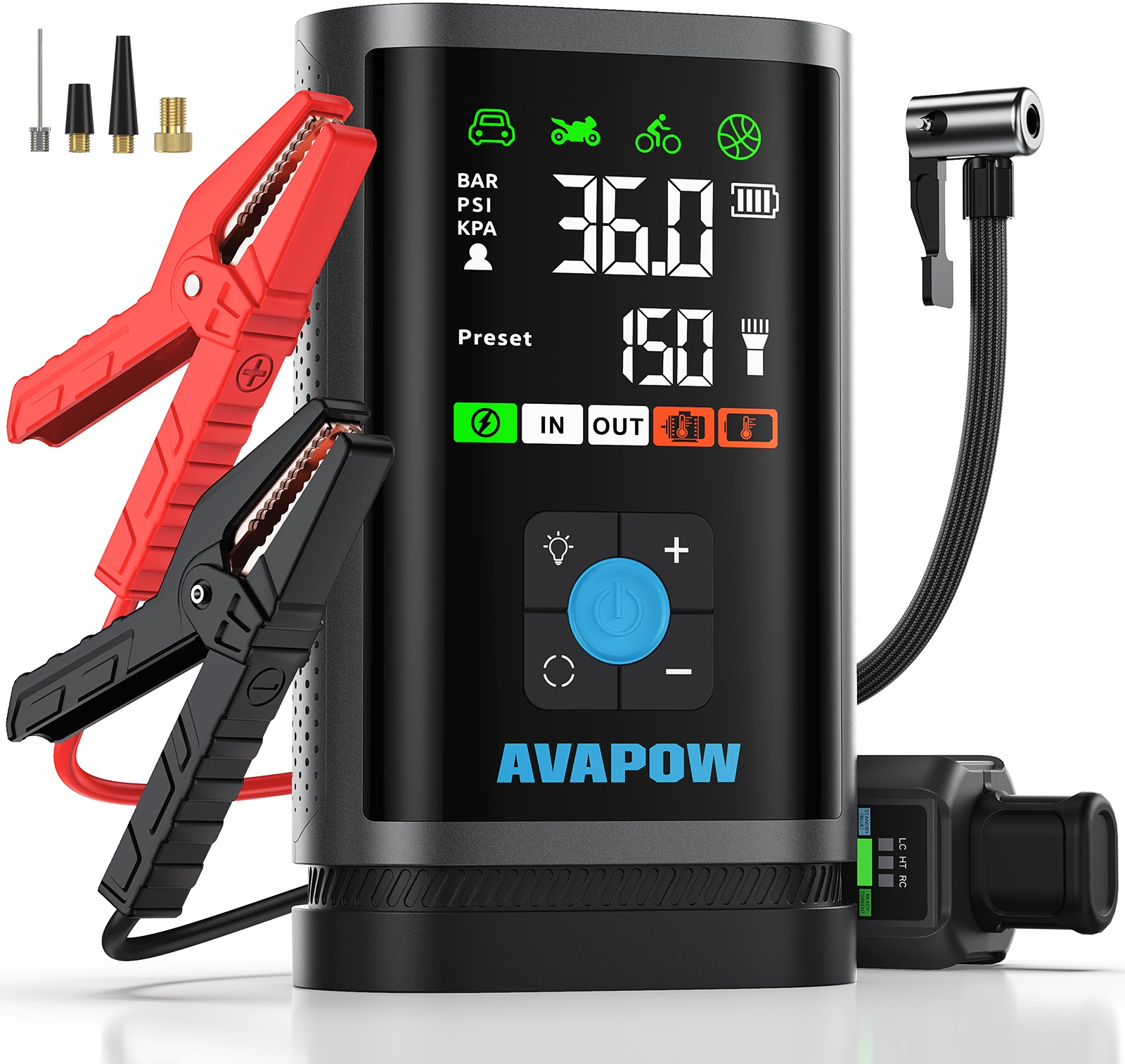 AVAPOW JP3 12V jump starter with air pump 3000A 16000mAh