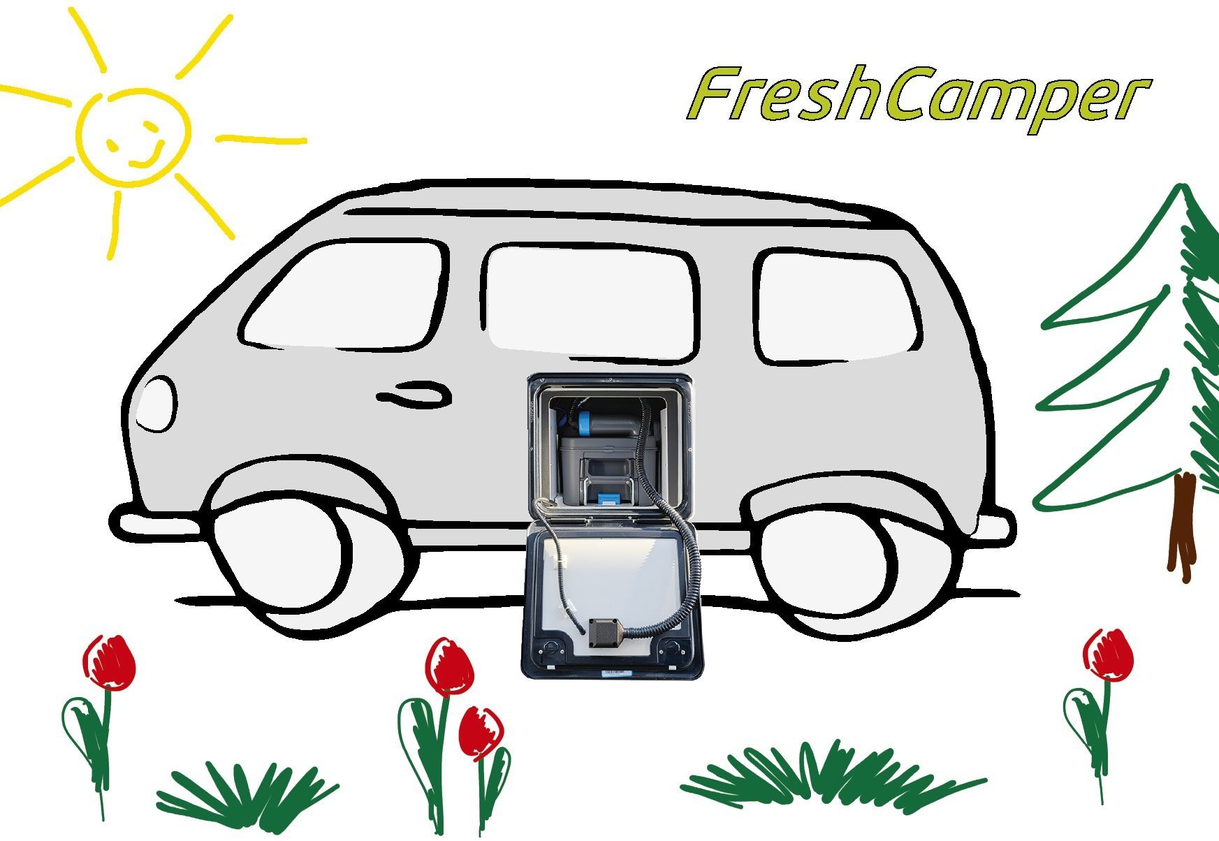 FreshCamper - Odsávač pachů z kazetových WC - černý