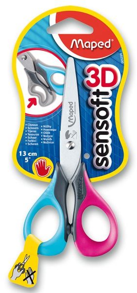 MAPED Sensoft Left 13 cm mix barev - kvalitní nůžka pro kancelář a papírnictví