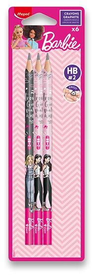 MAPED Barbie HB, trojhranná s pryží, balení 6 ks