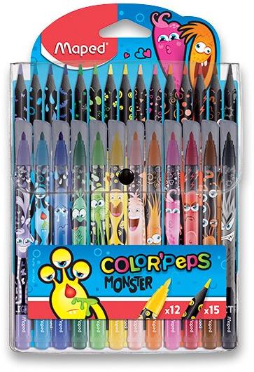 MAPED Color´Peps Monster, 12 barev + 15 ks pastelek