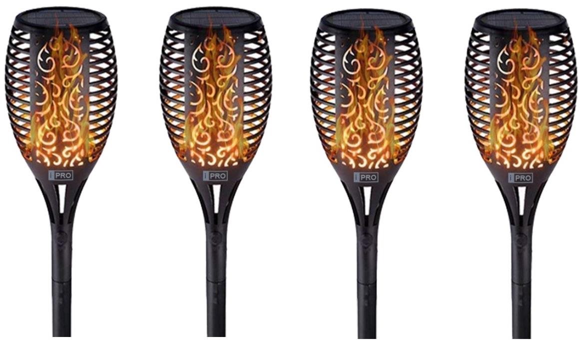 LEDSolar 96 solární venkovní hořící louč pochodeň 4 ks, 96 LED, bezdrátové, iPRO, 1W, teplá