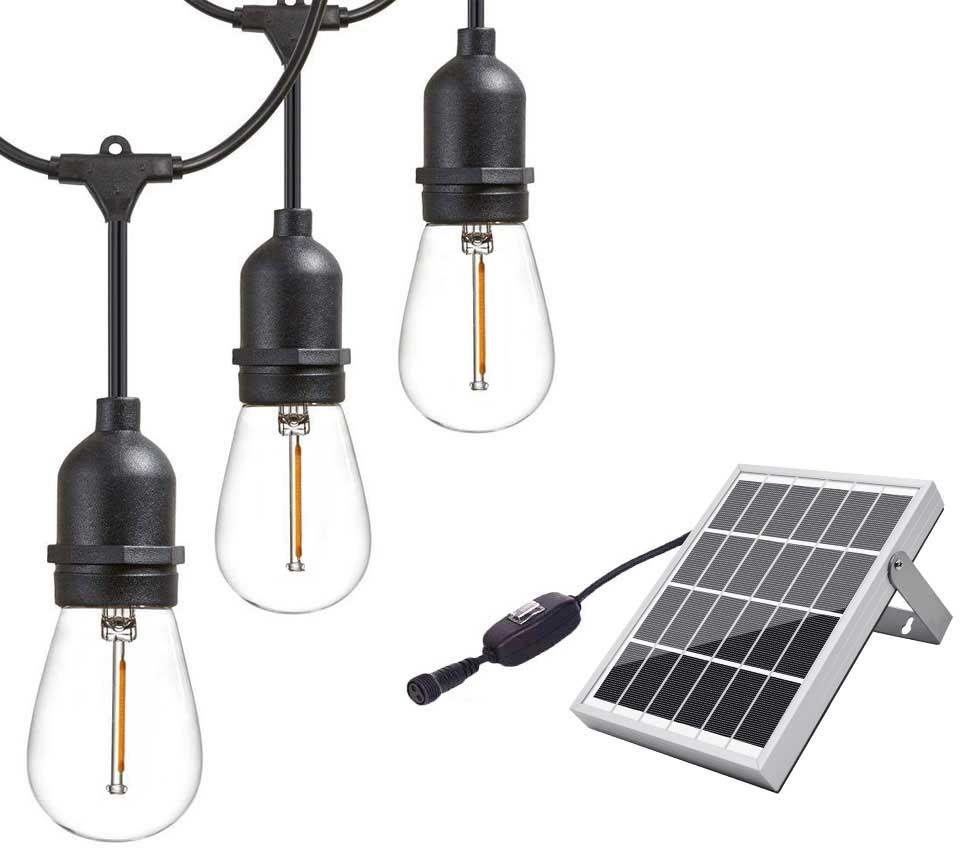 LEDSolar 10 solární řetěz s žárovkami, 10x E27 LED žárovky, iPRO, 6W, teplá barva