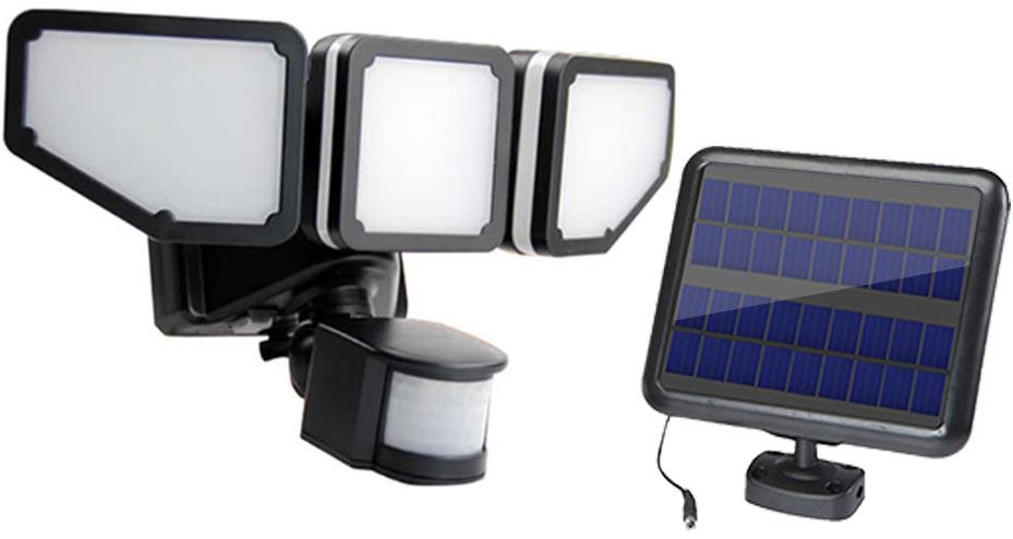 LEDSolar 200 solární venkovní světlo s pohyb. čidlem a nast. hlavami, bezdrátové, 8W, studené