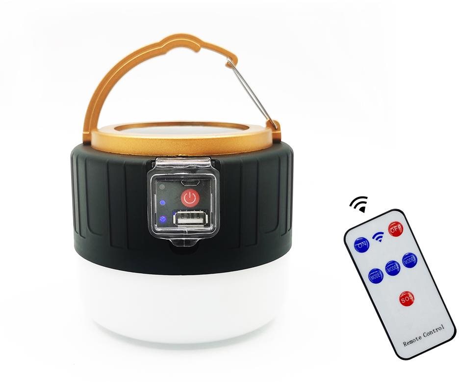 LED solární kempingové světlo s USB černé, iPRO, 3 W, neutrální bílá