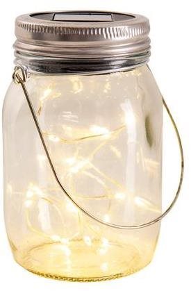 LED Solární sklenička, 20 LED, IP44, 600mAh, teplá bílá