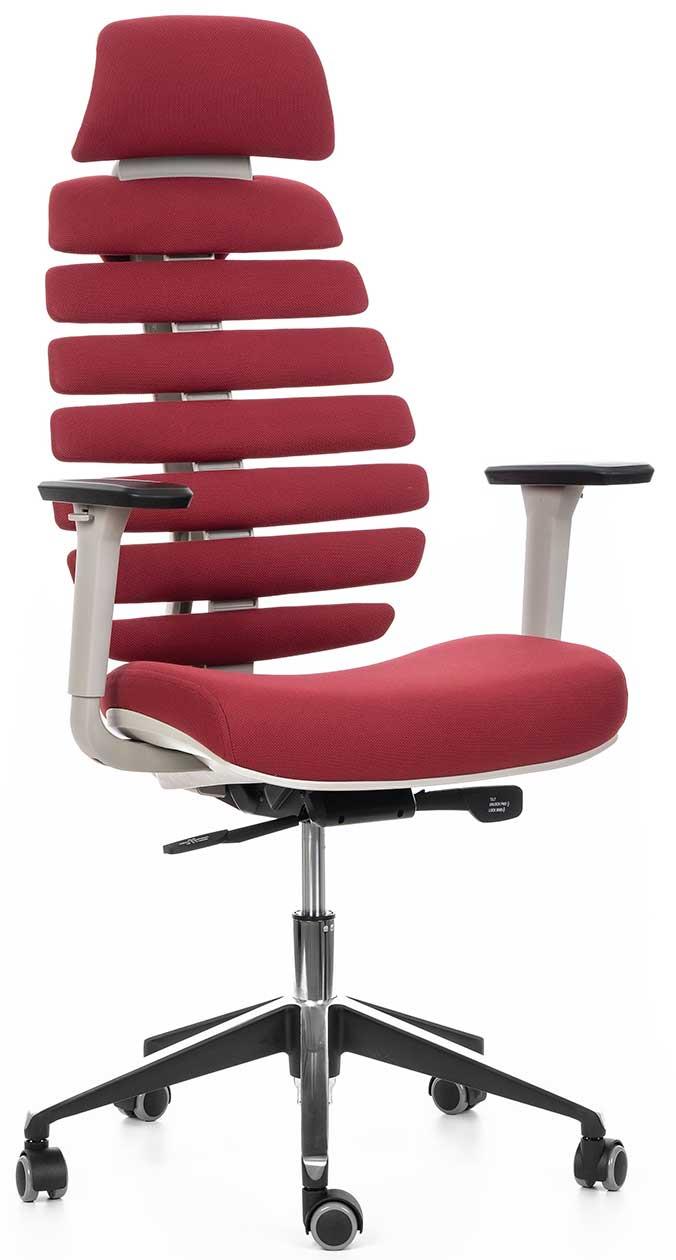 Ergonomická židle MERCURY STAR Fish Bones PDH v šedé a vínové barvě.