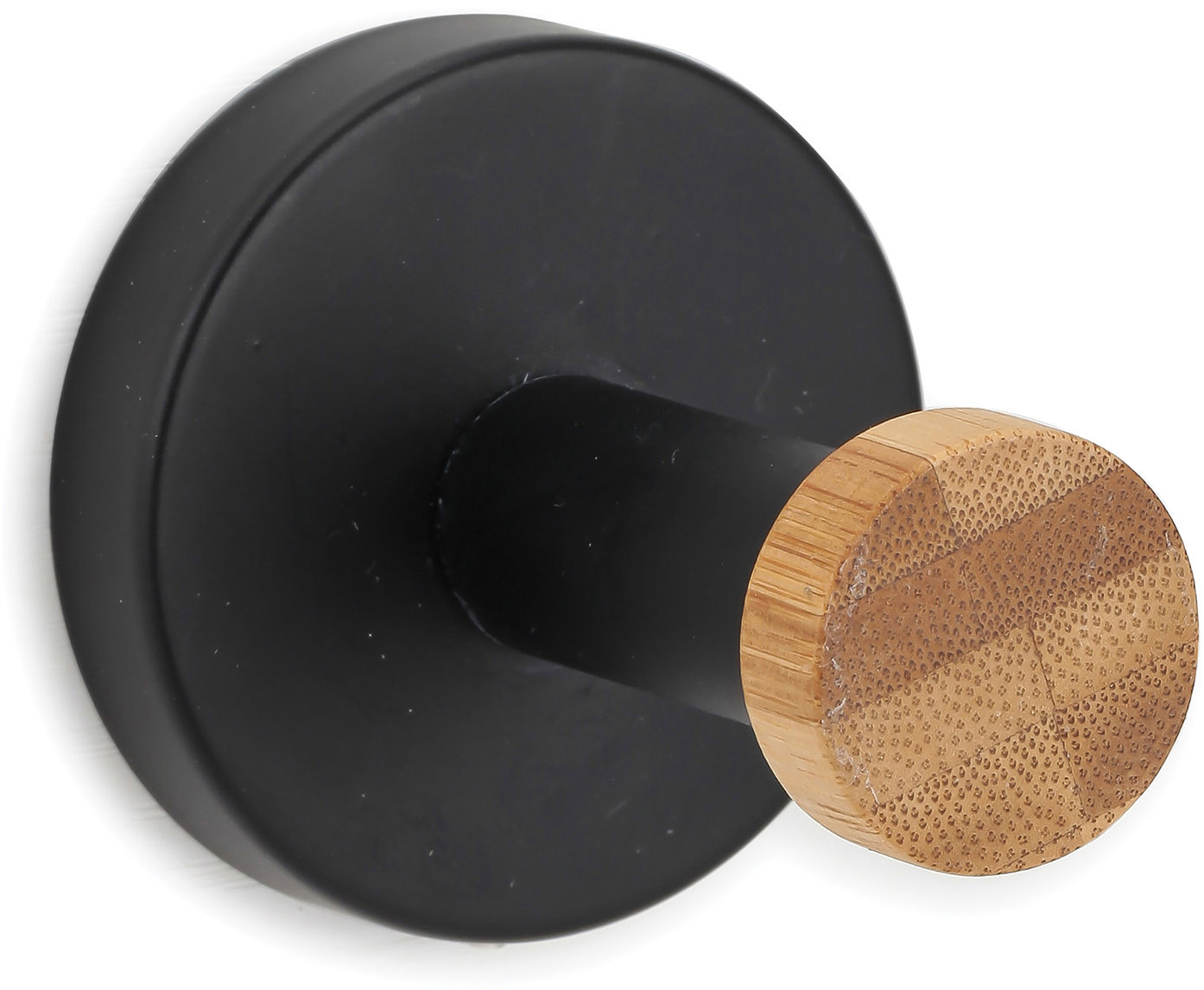 MSV háček na ručníky IANA, matný černý, bambus, průměr 52 × 55 mm
