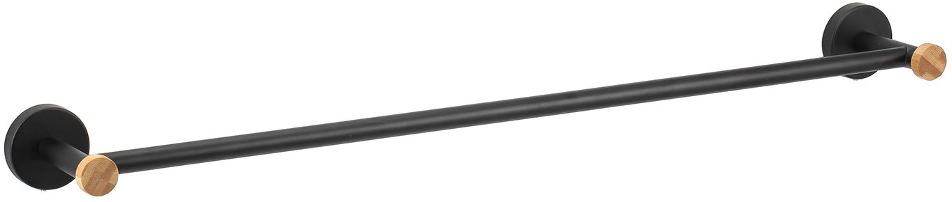 MSV nástěnný držák na ručníky IANA, černý, ocel, bambus, 65,2 cm