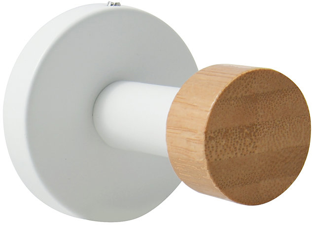 MSV háček na ručníky IANA, matný bílý, bambus, průměr 52 × 55 mm