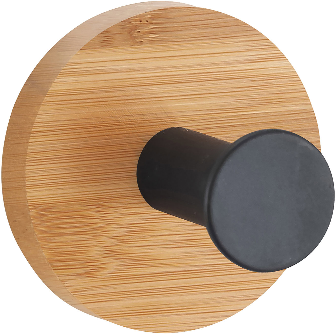MSV samolepící háček YONO, černý, bambus, ocel, 48 × 36 mm
