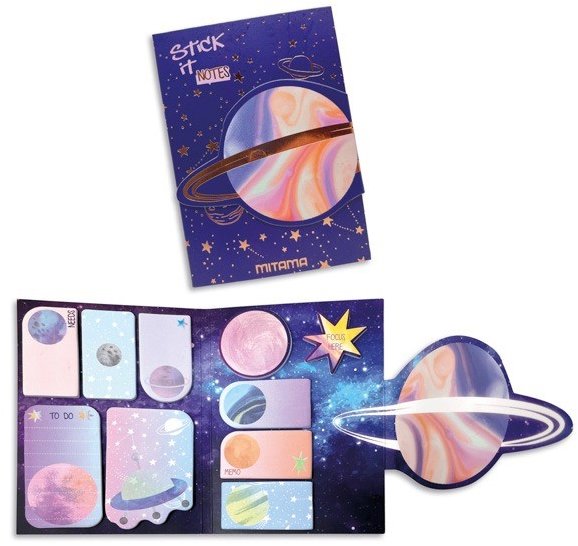MITAMA Vesmír, mix velikostí a barev, 250 lístů - pozátkový blok pro psaní poznámek, kreslení a malování.
