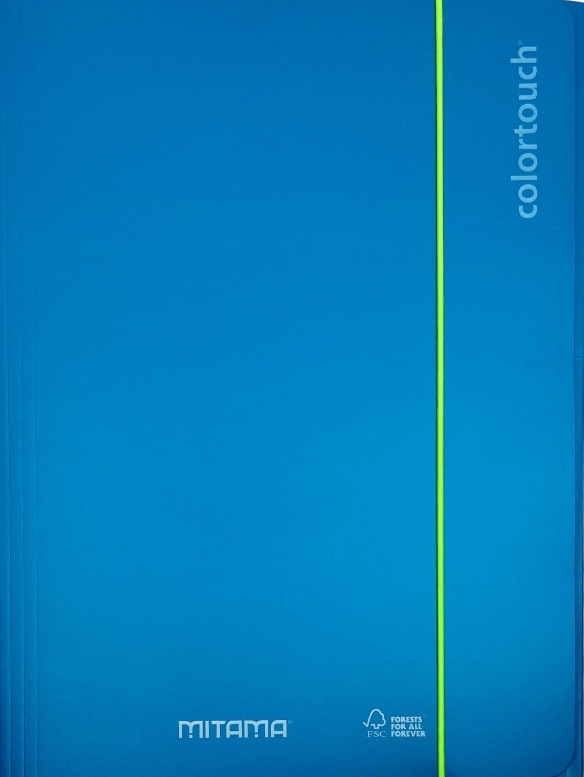 MITAMA A4 s gumičkou a chlopněmi, metalická světle cyanová