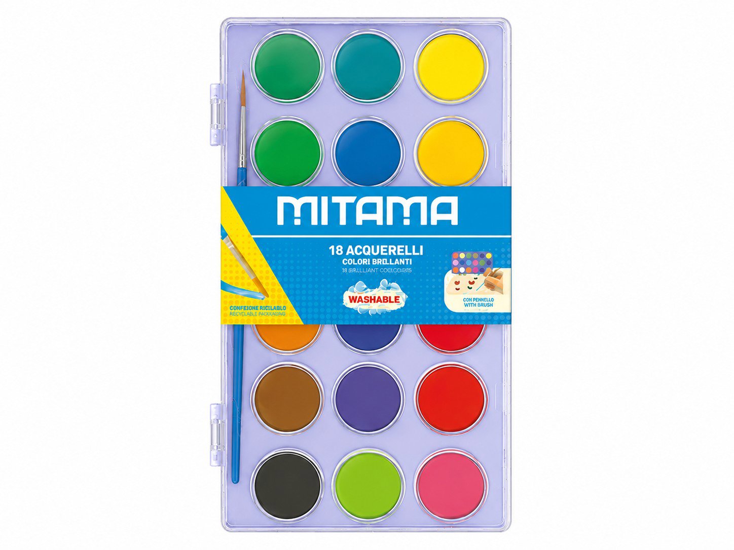 MITAMA 29 mm, se štětcem, 18 barev, fialová krabička