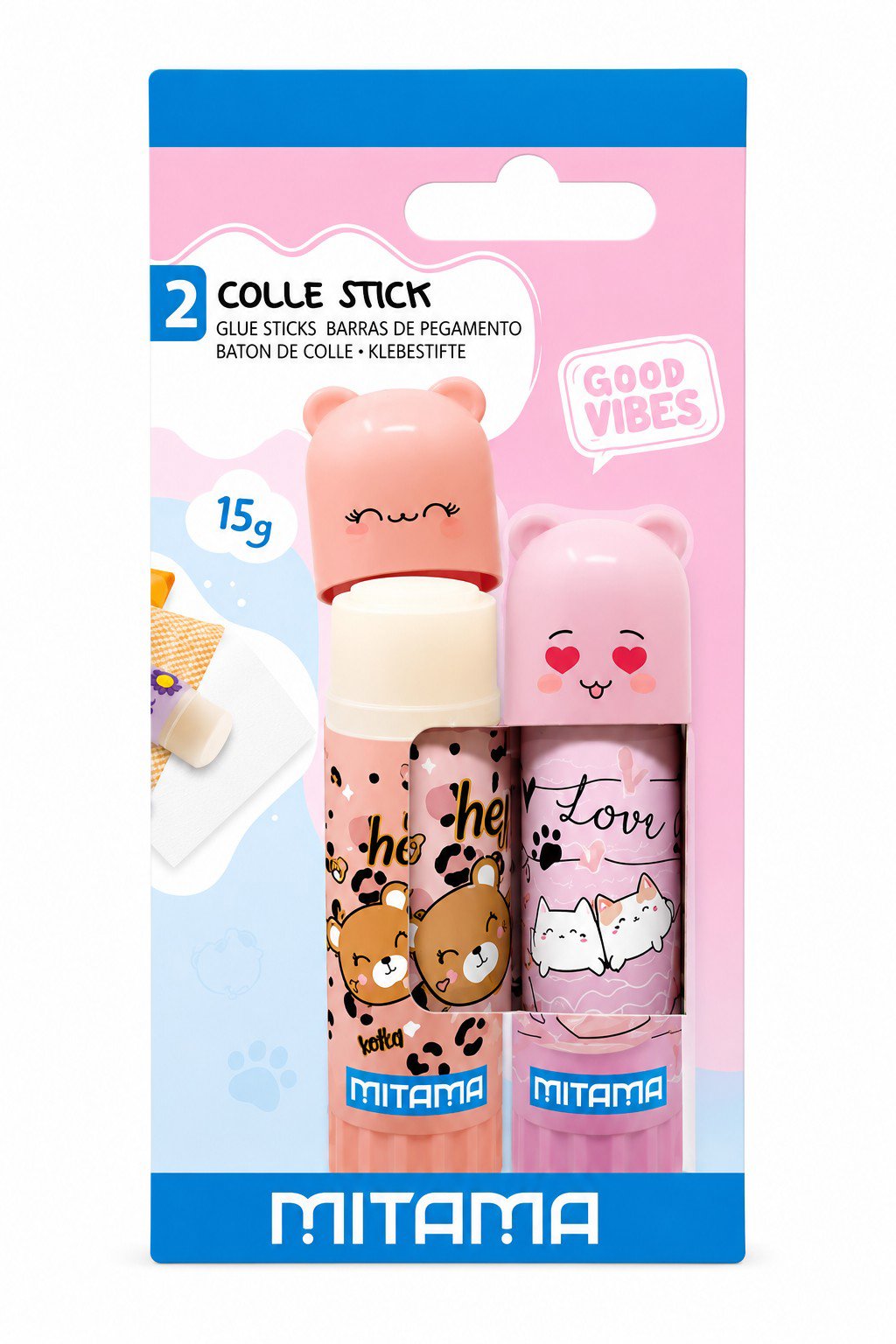 MITAMA lepicí tyčinka 2 × 15 g, růžová/růžová