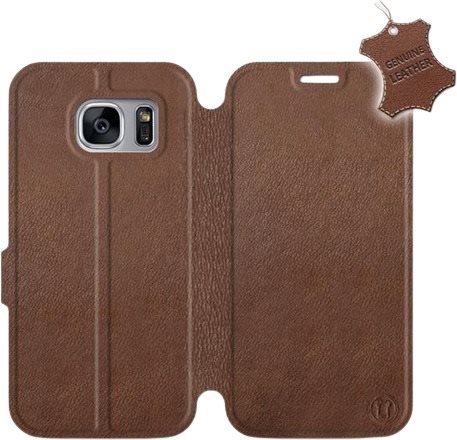 Flip pouzdro na mobil Samsung Galaxy S7 Edge - Hnědé - kožené - Brown Leather