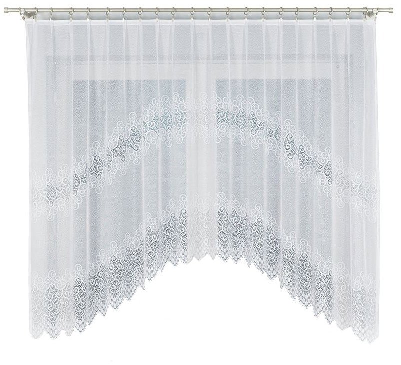 MyBestHome Dekorační oblouková krátká záclona na žabky VIOLETTA 150 bílá 250 × 150 cm